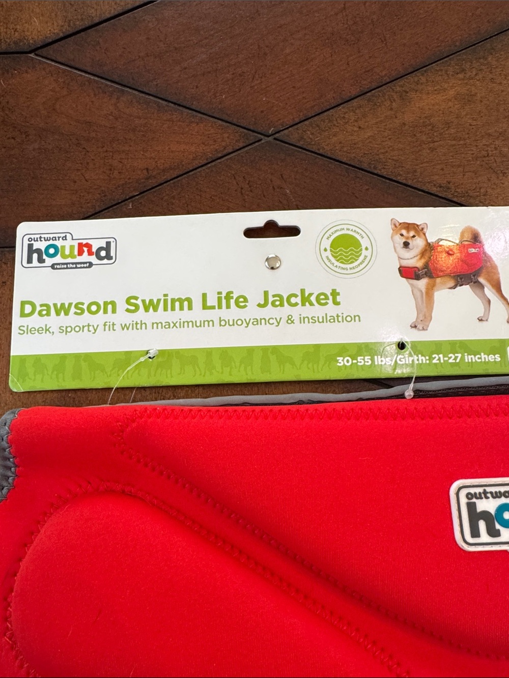 Outward Hound Red and Gray Dawson Swim Life Jacket Vest - Picture 2 of 5